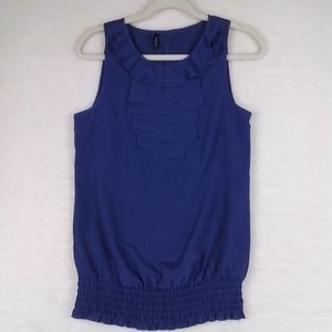 Maurices Sleeveless Blouse Size Small in Purple‎ w/ Ruffle Details Smocked Waist